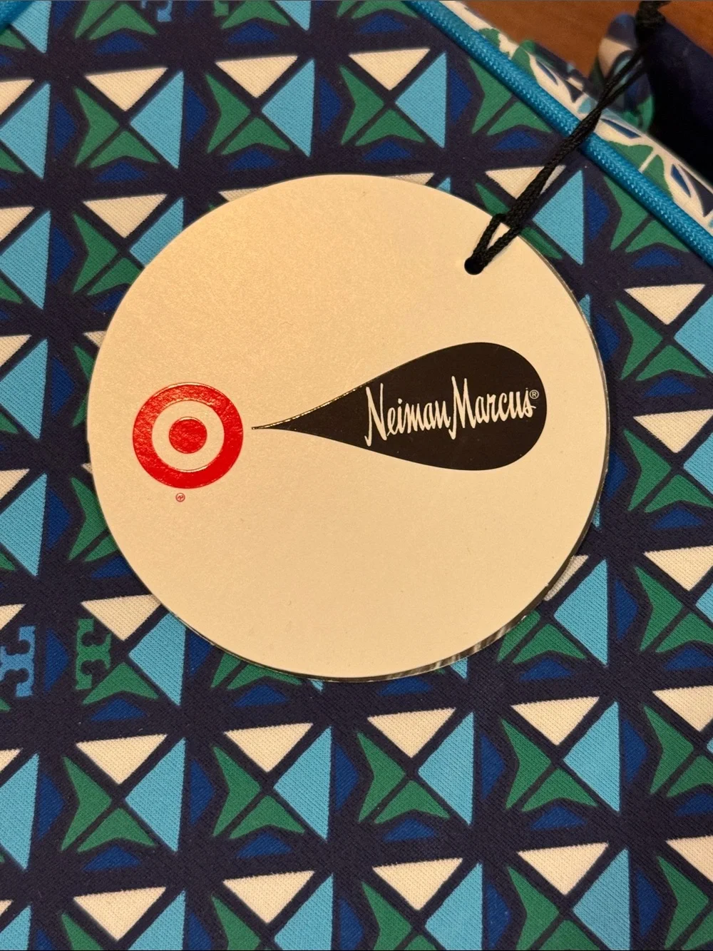 NWT Tory Burch Neiman Marcus Target Blue White Green Zipper Lunch Bag Tote  NEW!